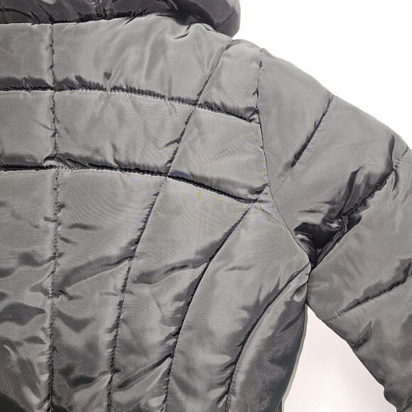 bebe Black Quilted Puffer Jacket LG | Gold Zippers | Hooded | Used - Picture 10 of 16